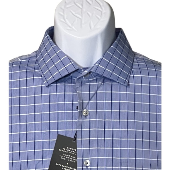 Van Heusen Blue and White Checkered Dress Shirt - Picture 2 of 5